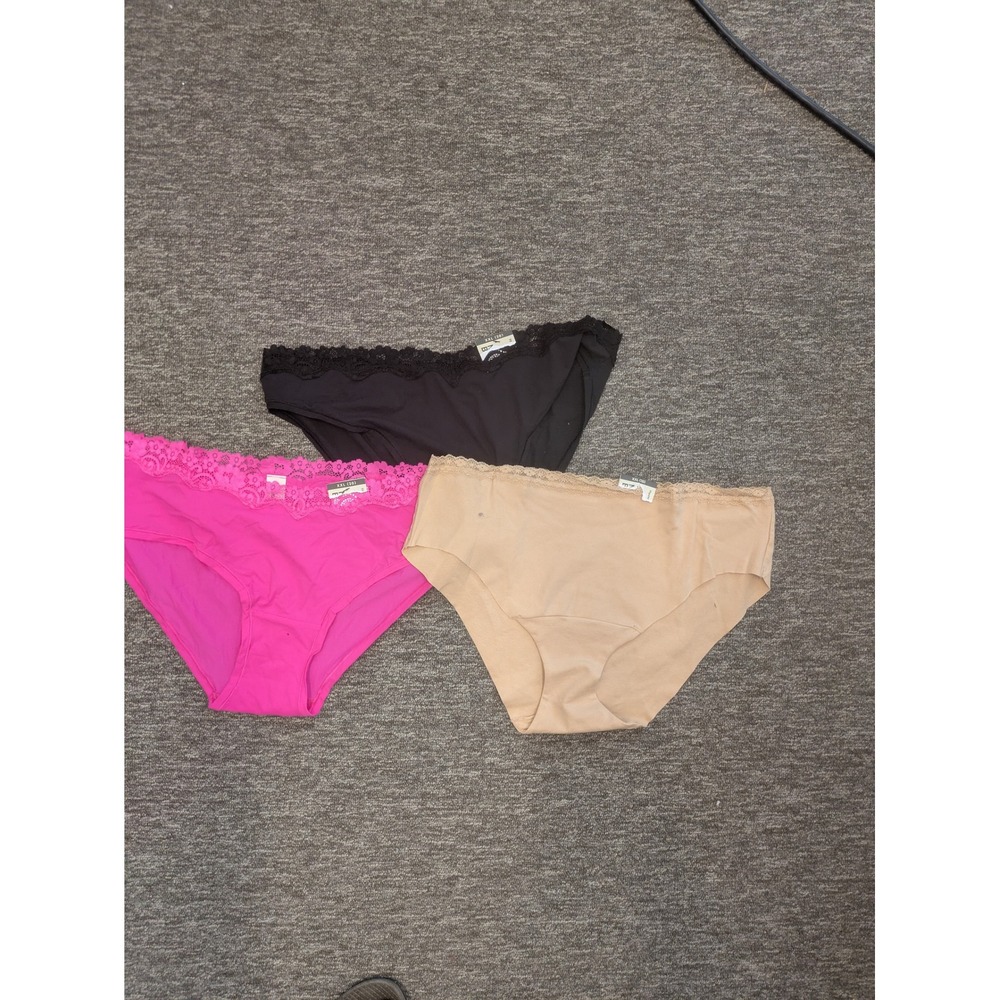 NEW‎ No Boundaries Hipster Panties Women's XXL 20 Multi-Color Lace Trim 3 Pack